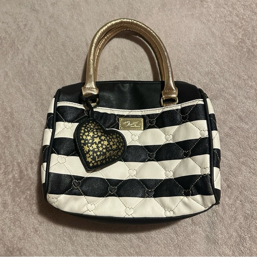 Betsey Johnson Black and White Striped Handbag